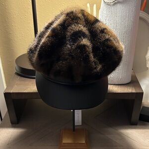 House of Harlow 1960 Faux Fur Leopard Hat